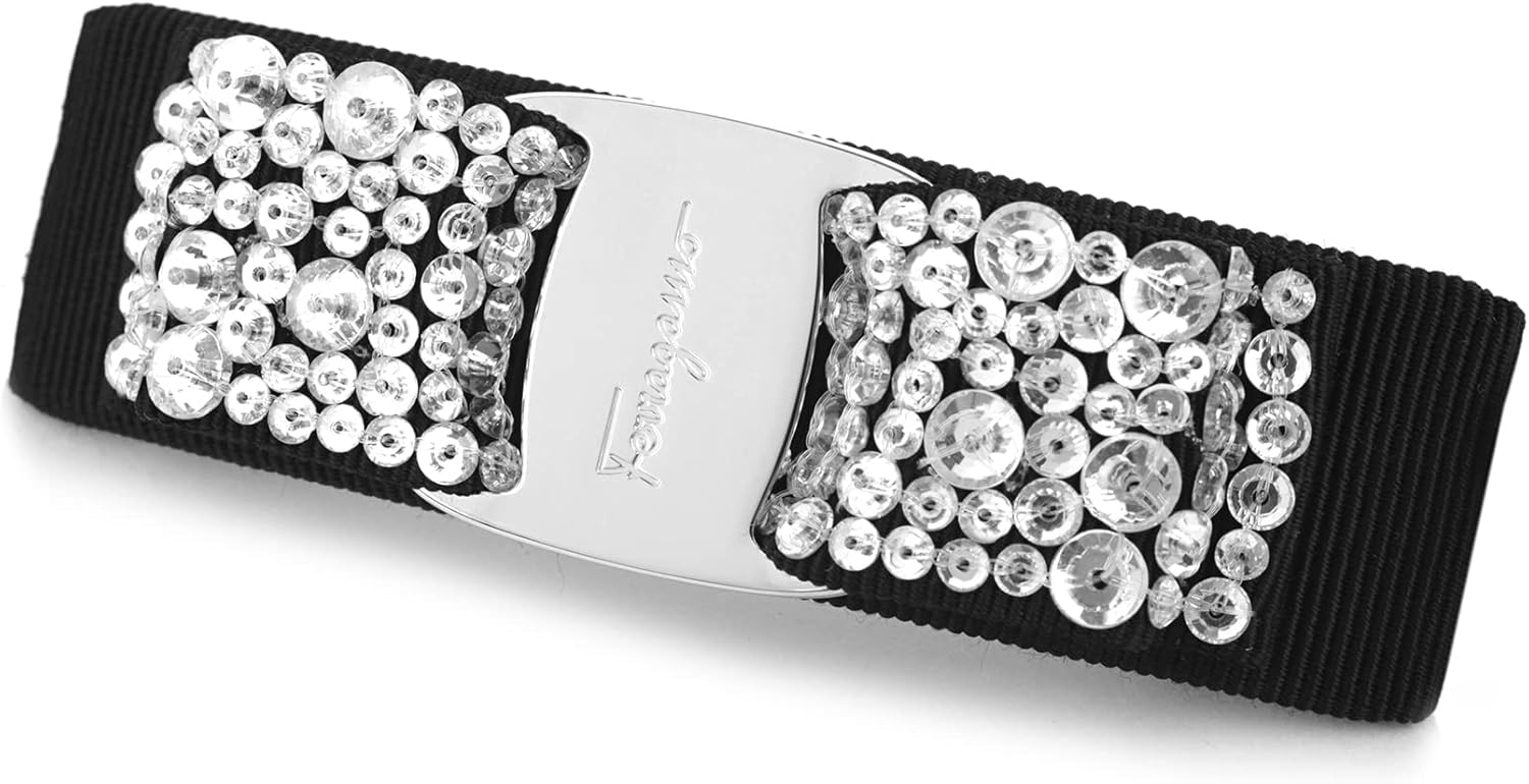 FERRAGAMO フェラガモ バレッタ 342759 524894 FERM CRYSTAL バレッタ